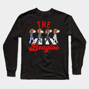 Cute retro street with Beagle Dogs on a famous street crossing The Beagles tee Long Sleeve T-Shirt